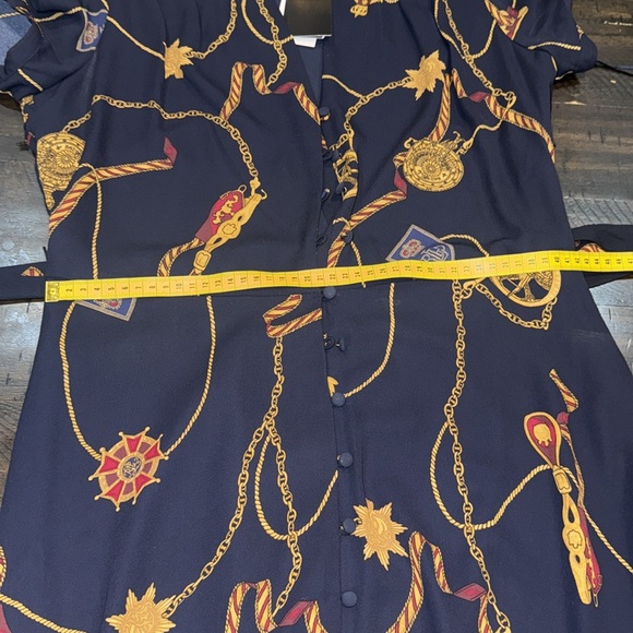 Lauren Ralph Lauren Black and Orange Puff Sleeve Midi Dress - Picture 6 of 9